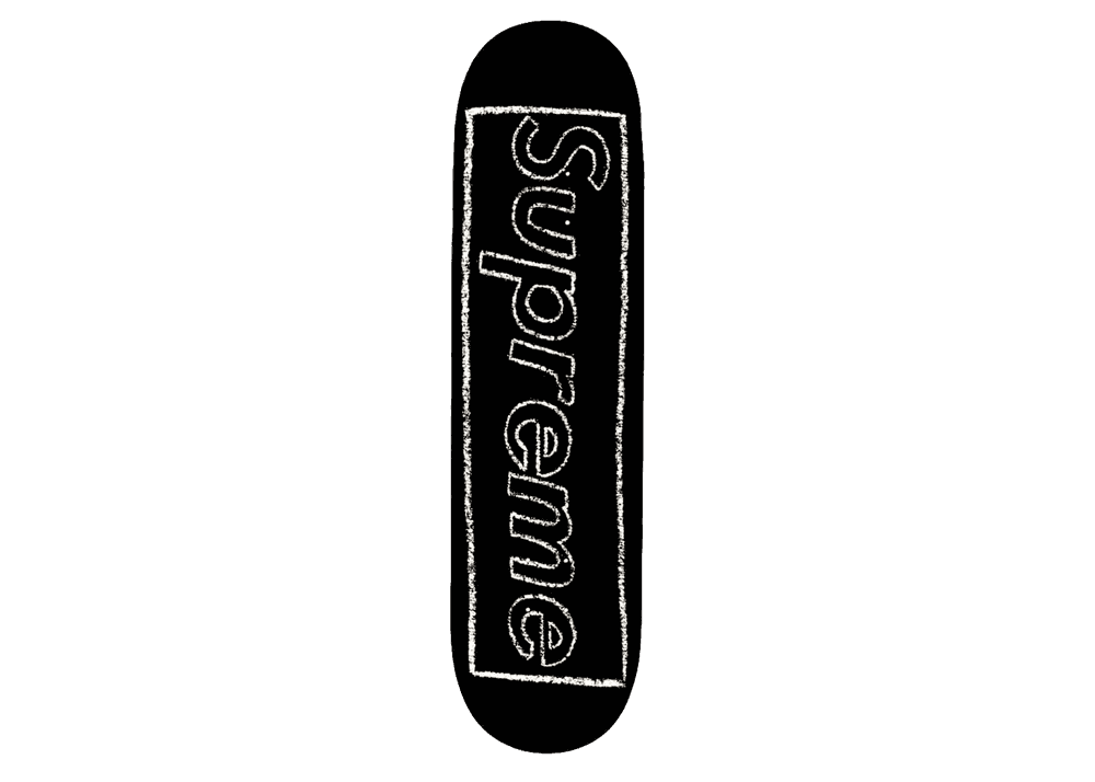 Kaws, ‘Supreme x KAWS Chalk Logo Skatedeck (Black)’, 2021, Collectible, Archival pigment-print transfer on a cold-pressed steep natural skateboard deck., null,