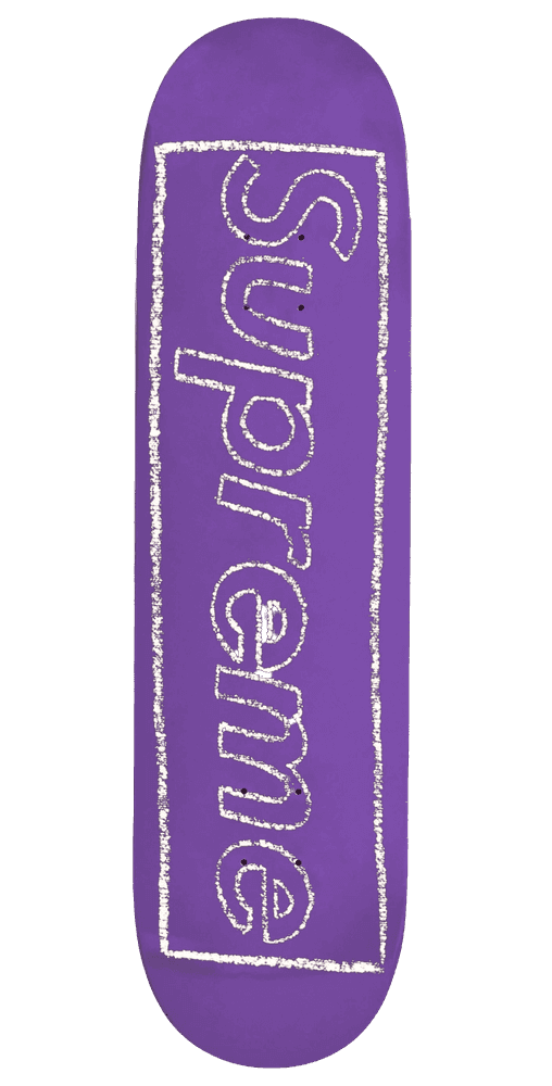 Kaws, ‘Supreme x KAWS Chalk Logo Skatedeck (Purple)’, 2021, Collectible, Archival pigment-print transfer on a cold-pressed steep natural skateboard deck., null,