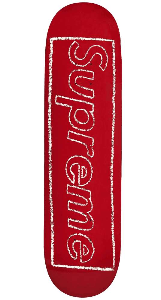 Kaws, ‘Supreme x KAWS Chalk Logo Skatedeck (Red)’, 2021, Collectible, Archival pigment-print transfer on a cold-pressed steep natural skateboard deck., null,