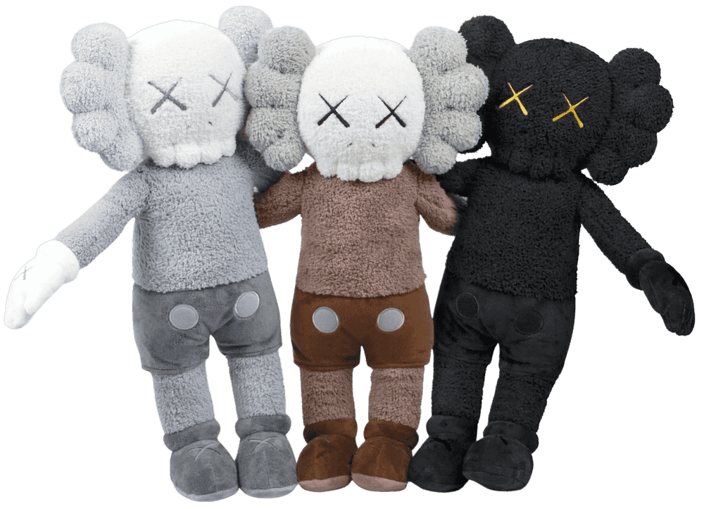 Kaws, ‘Kaws: Holiday Hong Kong Plush Set (Black, Grey and Brown)’, 2019, Sculpture, Rice Boa & 100% Polyester plush, DDT,