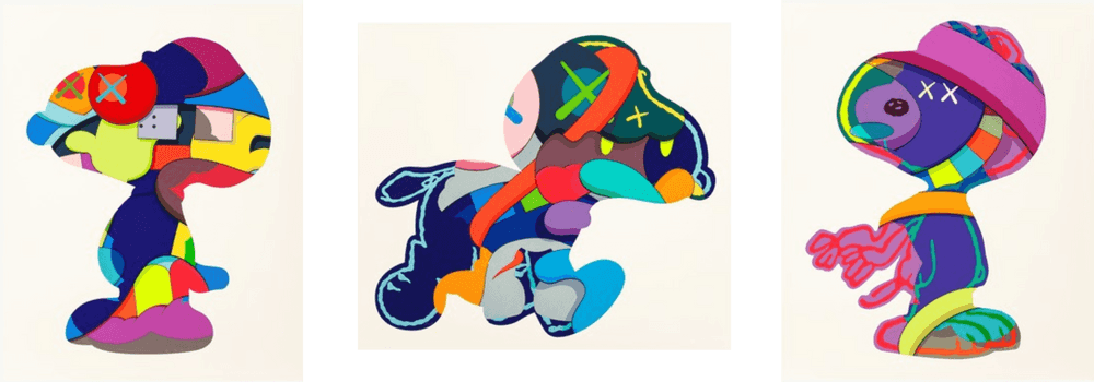 Kaws, ‘No One's Home, Stay Steady, The Things That Comfort (Set of 3 Prints)’, 2015, Print, Screenprint in colours, on wove paper, Pace Gallery, Numbered, Dated