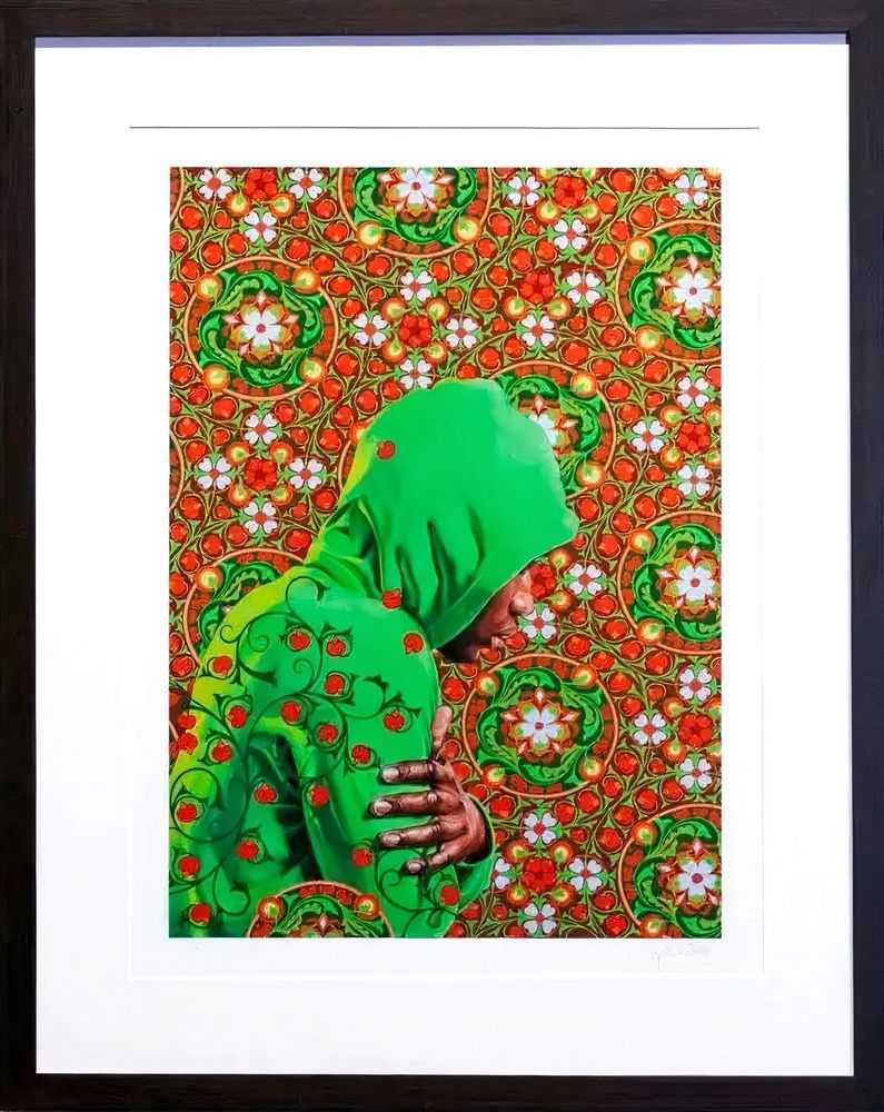 Kehinde Wiley, ‘Head Of A Young Girl Veiled With Flowers’, 02-11-2019, Print, Archival ink on paper in artist's frame, Absolut Art, Numbered, Framed