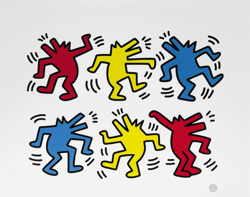 Keith Haring, ‘Dancing Dogs’, 1992, Print, Offset lithograph on textured fine art matte paper, Nouvelles Images,
