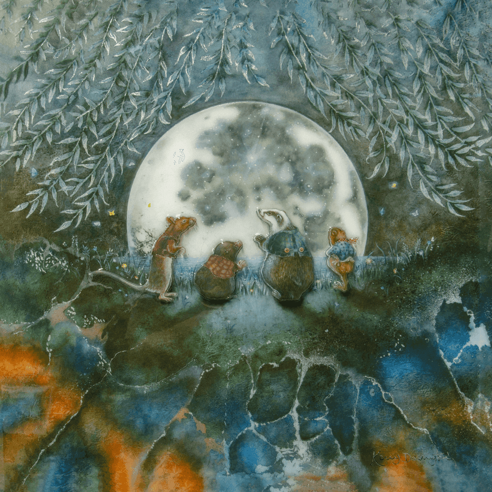 Kerry Darlington, ‘Moongazing in The Willows’, 2024, Print, Unique Limited Edition on board with gloss resin finish and featuring 3D elements, null, Framed