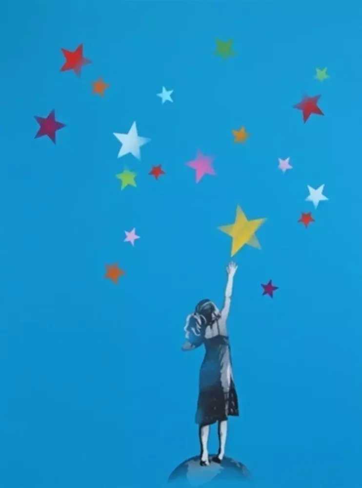 Kunstrasen, ‘Why Reach For The Stars When This Place Could Be Heaven Too (On White)’, 20-03-2018, Print, Spray paint on deep edge canvas, Self-released, Numbered, Handfinished
