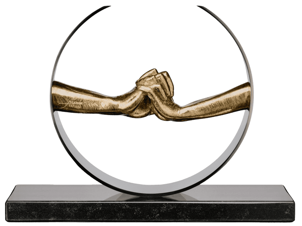 Lorenzo Quinn, ‘During Love (Polished Bronze, Stainless Steel and Granite)’, 2019, Sculpture, Polished Bronze, stainless steel and granite, Castle Fine Art, Numbered
