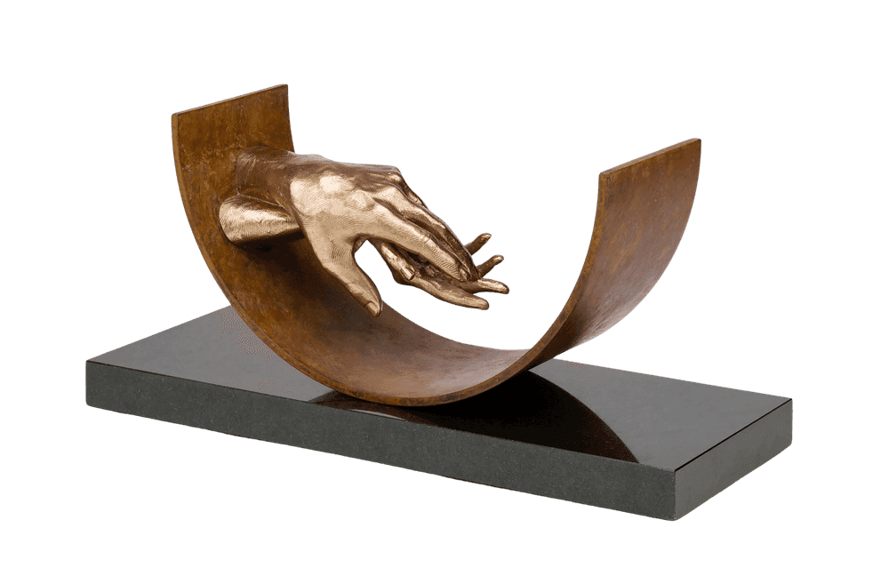 Lorenzo Quinn, ‘Eternal Love (Bronze, Cor-ten steel on Granite Base)’, 2024, Sculpture, Bronze, Corten steel on Granite Base, Castle Fine Art, Numbered