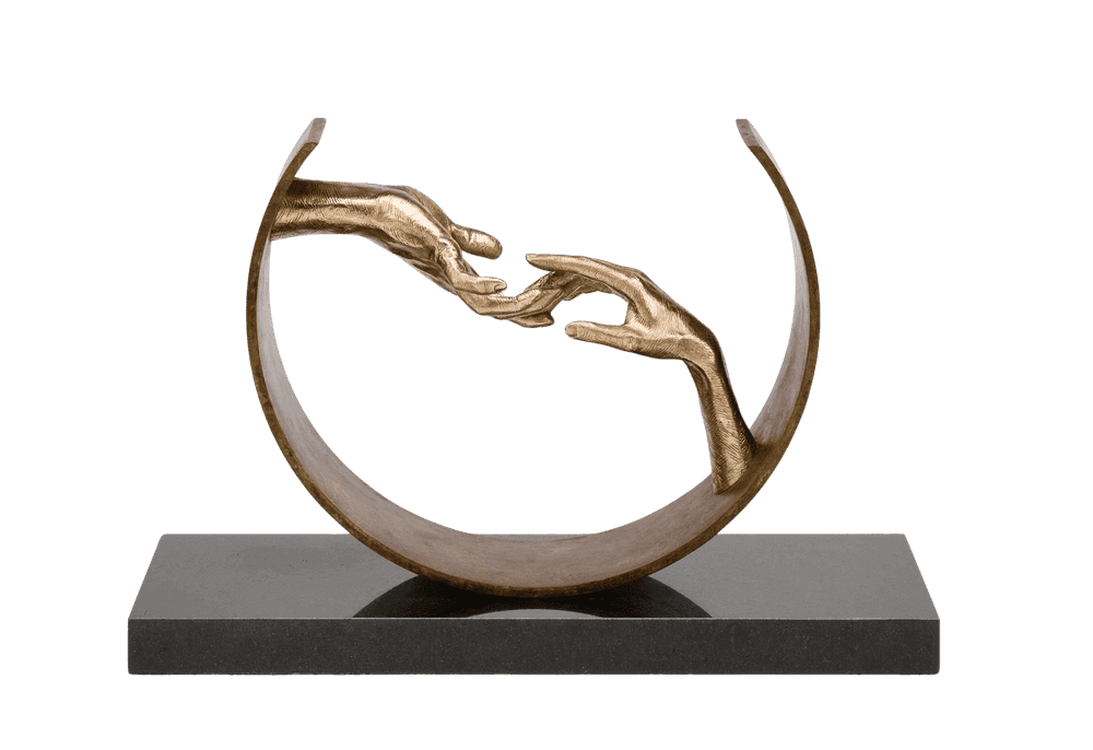 Lorenzo Quinn, ‘Finding Love (Bronze, Cor-ten steel on Granite Base)’, 2019, Sculpture, Bronze, Corten steel on Granite Base, Castle Fine Art, Numbered