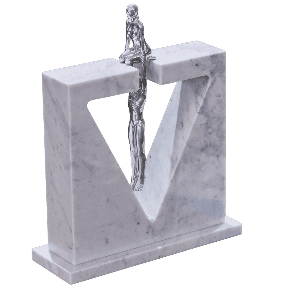 Lorenzo Quinn, ‘Gravity Female (Carrara Marble and Aluminium with White Base)’, 2019, Sculpture, Carrara Marble and aluminium, Castle Fine Art, Numbered