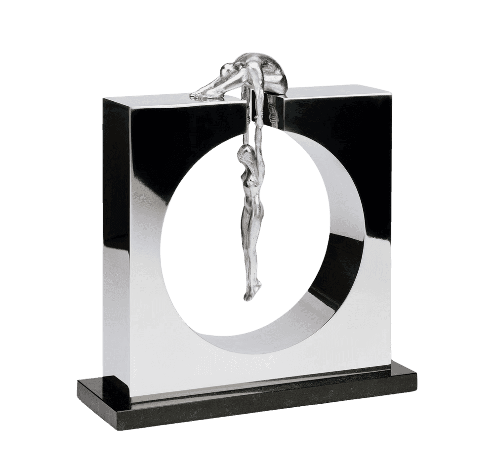 Lorenzo Quinn, ‘Gravity Male (aluminium on black granite)’, 2019, Sculpture, Aluminium and granite, Castle Fine Art, Numbered