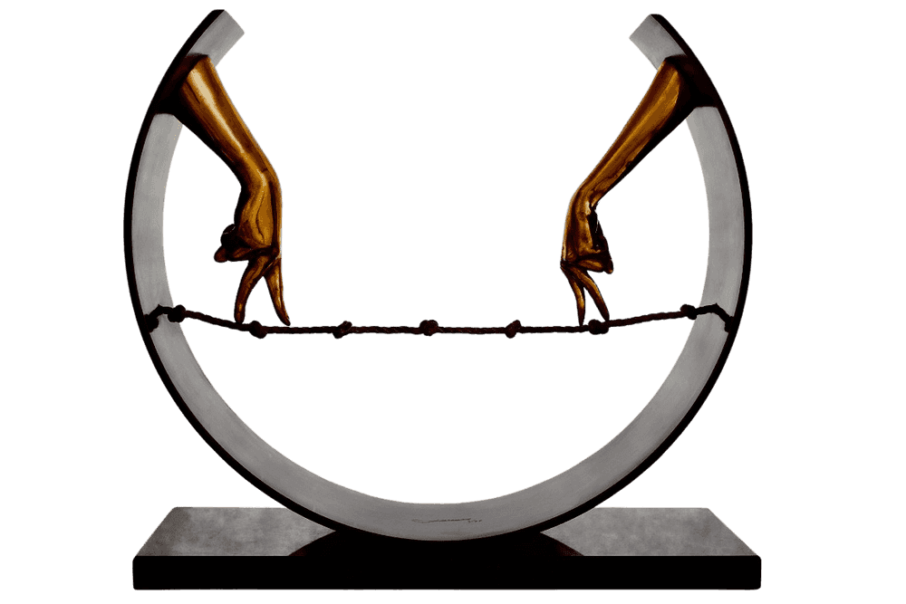 Lorenzo Quinn, ‘Tight Rope Hands (Bronze & Corten Steel)’, 2019, Sculpture, Bronze and Corten steel, Castle Fine Art, Numbered