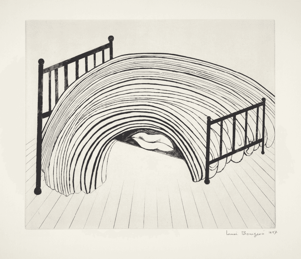 Louise Bourgeois, ‘Bed’, 1997, Print, Soft ground etching, drypoint, and engraving on smooth wove paper, null, Numbered, Dated