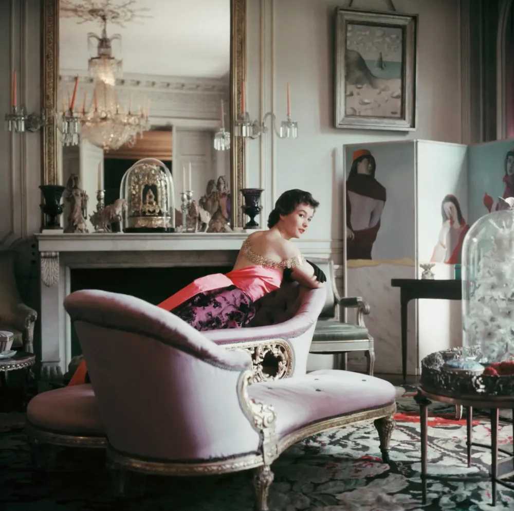 Mark Shaw, ‘Designer's Homes, Ghislaine Lounges in Elsa Schiaparelli's Home, Back (Large)’, 1953, Print, Pigment print on Hahnemϋhle photo rag paper, null,