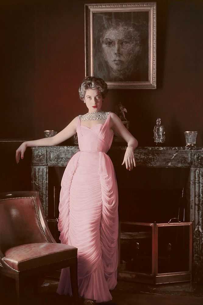 Mark Shaw, ‘Designer's Homes, Viky Reynaud Wearing Dresses Pink Gown With Portrait’, 1953, Print, Pigment print on Hahnemϋhle photo rag paper, null,