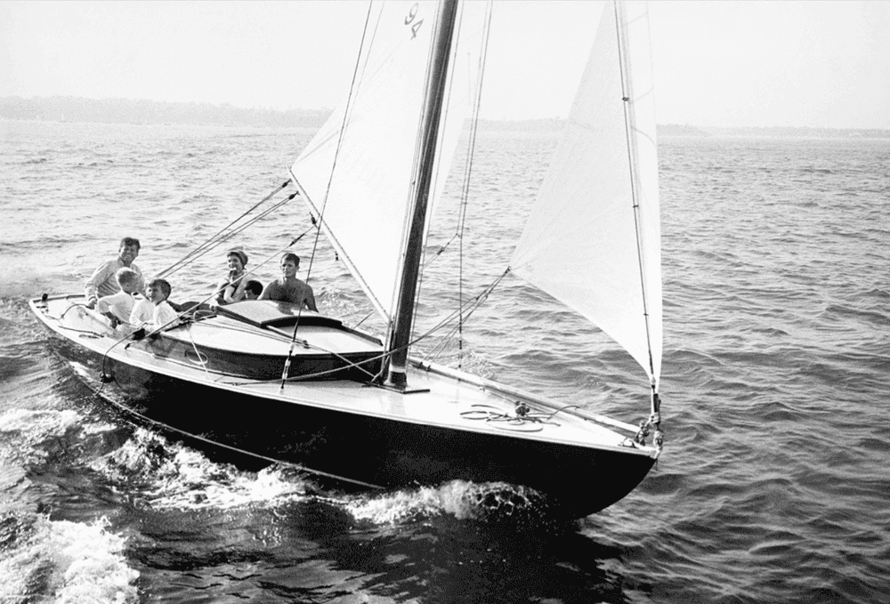 Mark Shaw, ‘Kennedy, Family Sailing Nantucket Sound, Boat in Distance, 1959’, 1959, Print, Pigment print on Hahnemϋhle photo rag paper, null,