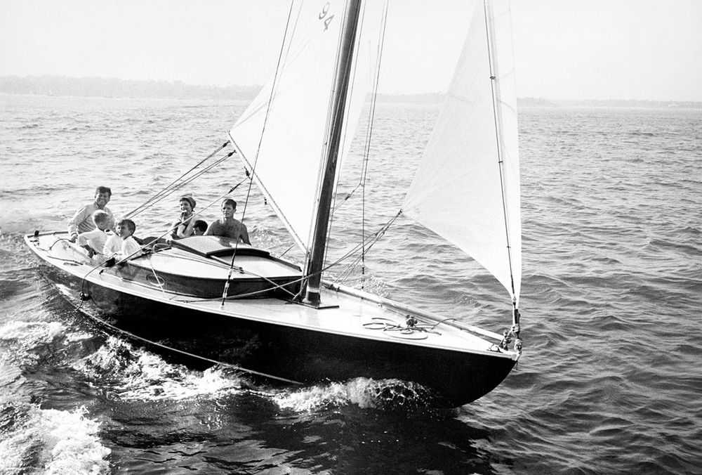 Mark Shaw, ‘Kennedy, Family Sailing Nantucket Sound, Front of Boat, 1959’, 1959, Print, Pigment print on Hahnemϋhle photo rag paper, null,