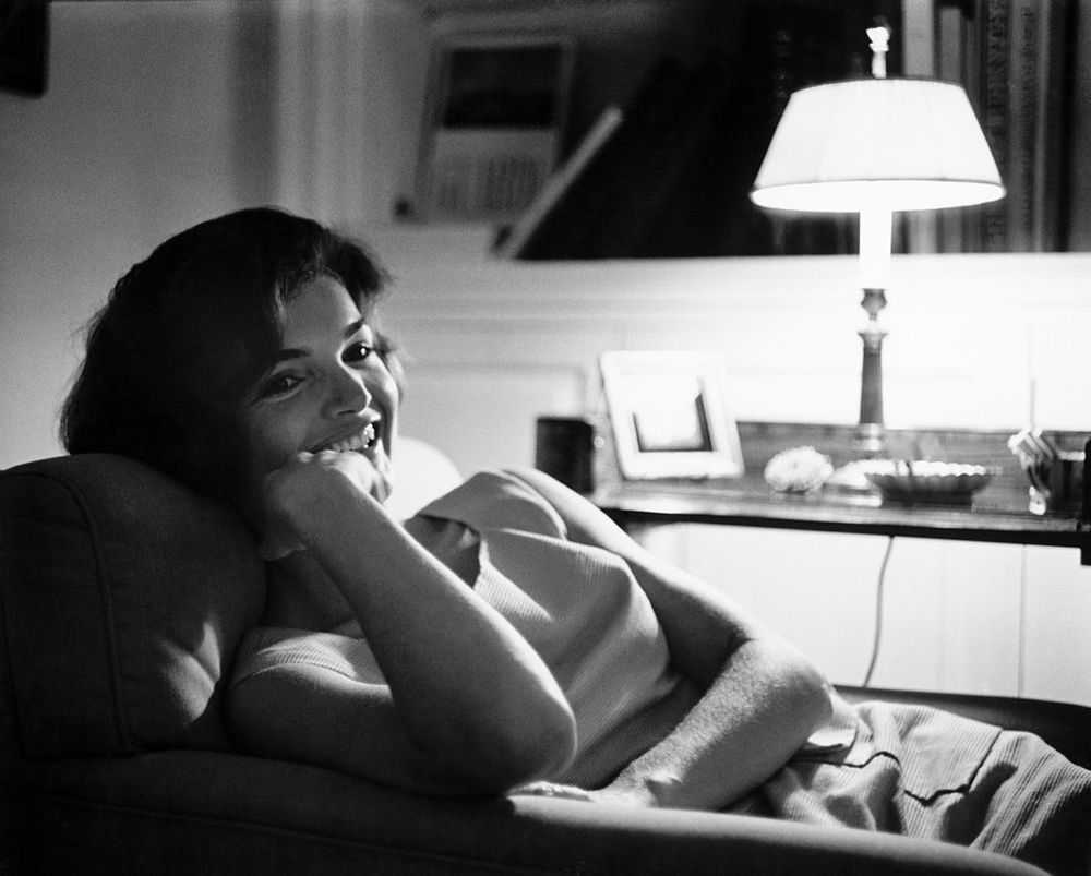 Mark Shaw, ‘Kennedy, Jackie Relaxing by Lamp in Georgetown, 1959’, 1959, Print, Pigment print on Hahnemϋhle photo rag paper, null,