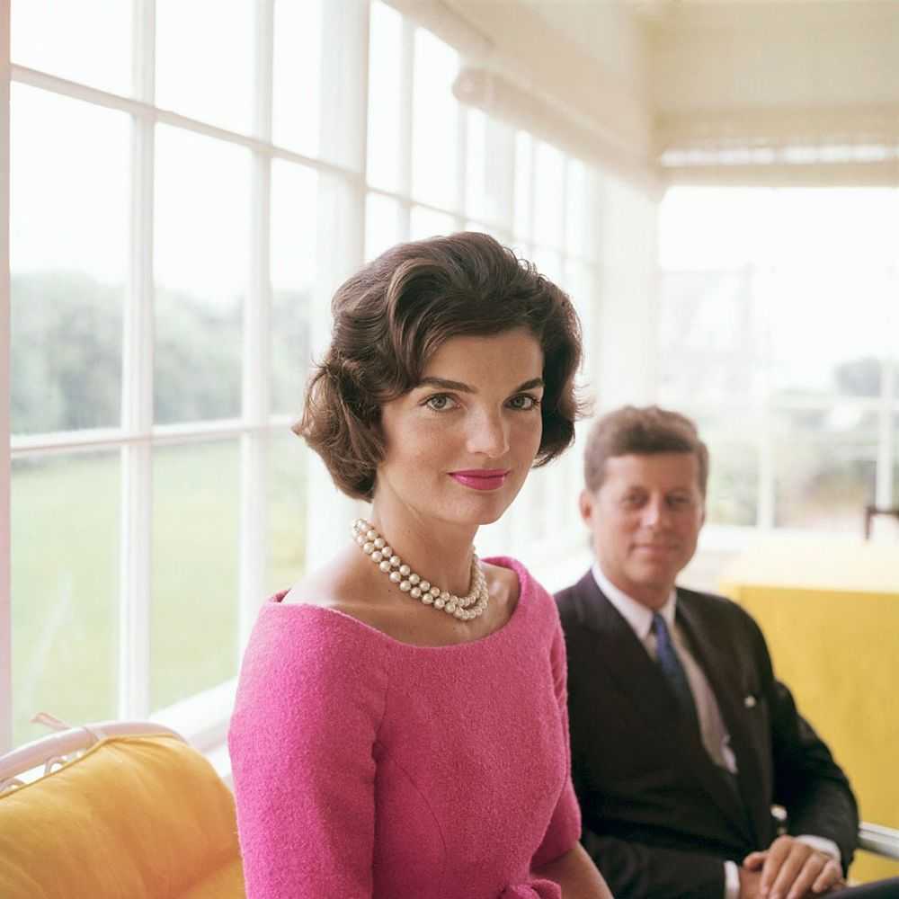 Mark Shaw, ‘Kennedy, Jackie in Pink With JFK in Yellow Room, Demure, 1959’, 1959, Print, Pigment print on Hahnemϋhle photo rag paper, null,