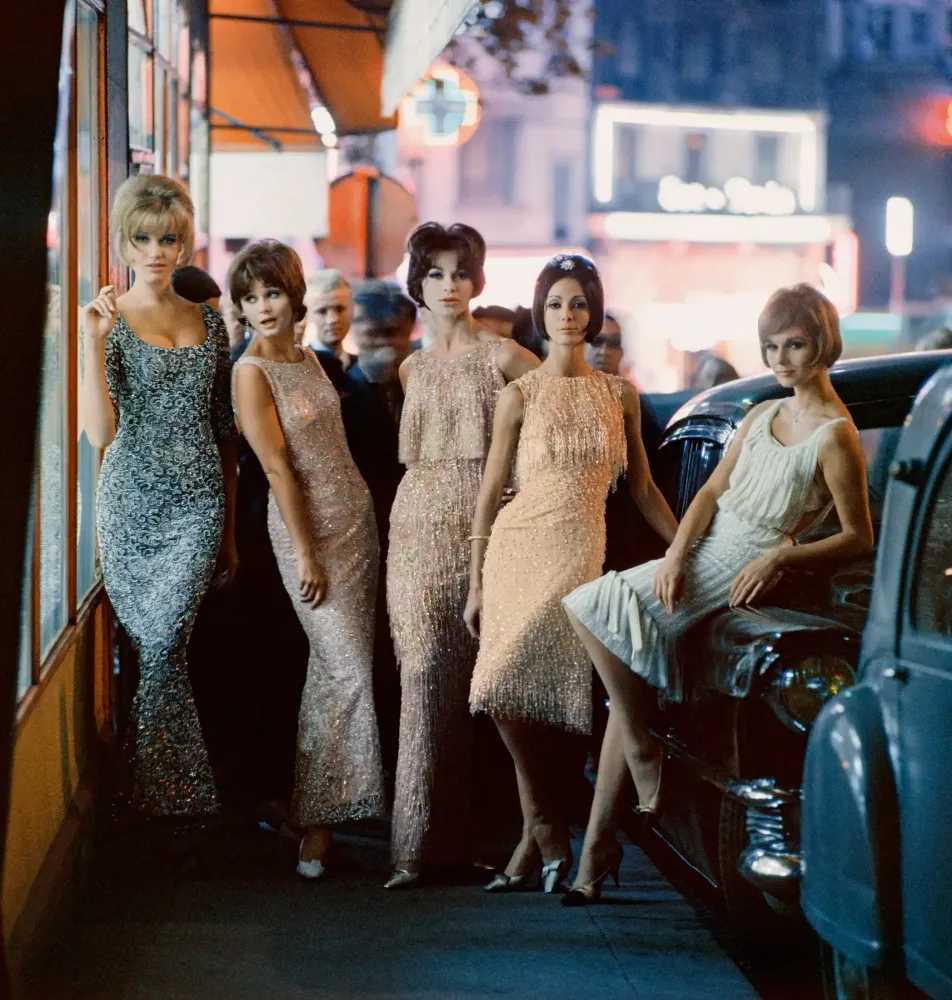 Mark Shaw, ‘Mod Girl, Sequined Dresses at Night, Paris (Medium)’, 1961, Print, Pigment print on Hahnemϋhle photo rag paper, null,