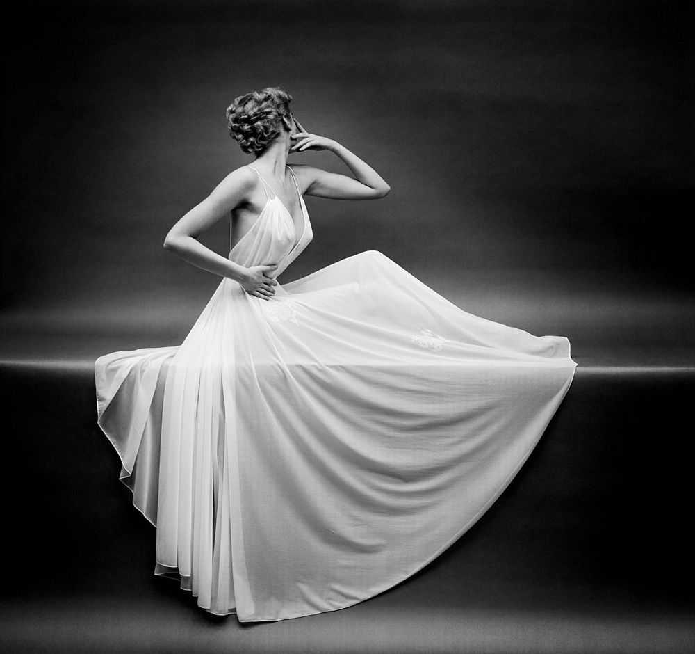Mark Shaw, ‘Vanity Fair Sheer Gown Left Arm Up, Circa 1955’, 1955, Print, Pigment print on Hahnemϋhle photo rag paper, null,