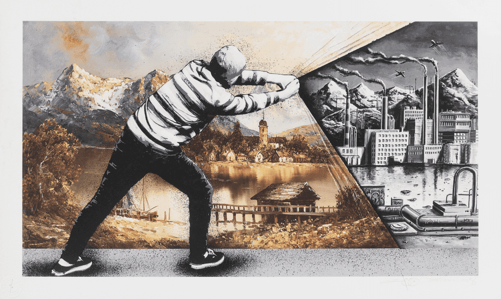 Martin Whatson, ‘Behind The Curtain Colab (Back To The Future)’, 2018, Print, Pigment Print On 300gsm somerset satin Paper, Graffiti Prints, Numbered, Dated