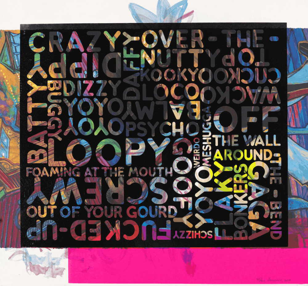 Mel Bochner, ‘Crazy (With Background Noise)’, 2018, Print, Silkscreen on paper, Two Palms Press, Numbered, Dated