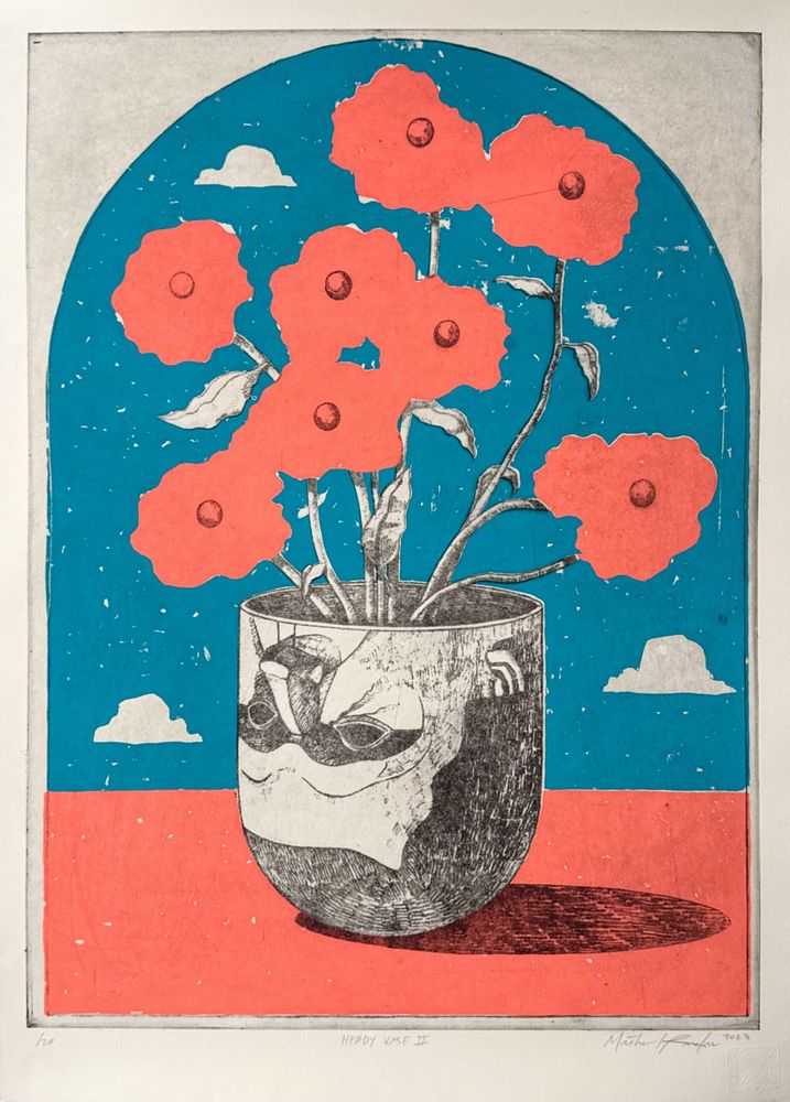 Michael Reeder, ‘Heady Vase II’, 2024, Print, Etching and two-color screenprint on BFK Rives 175gsm paper with deckled edges, null, Numbered