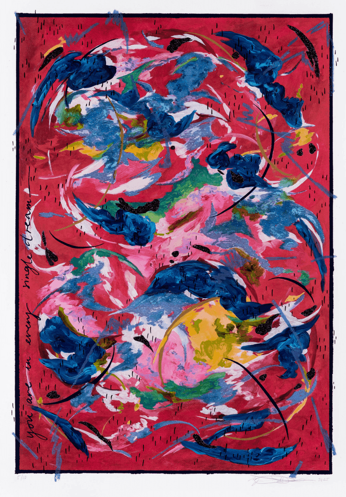 Michaela Yearwood-Dan, ‘Dream a little dream (Hand Finished)’, 2025, Print, Archival pigment print with screen printed varnishes and glass flock on Moab Entrada 290gsm. Hand-embellished with acrylic paint, oil pastel, ink & glitter, Artspace, Handfinished