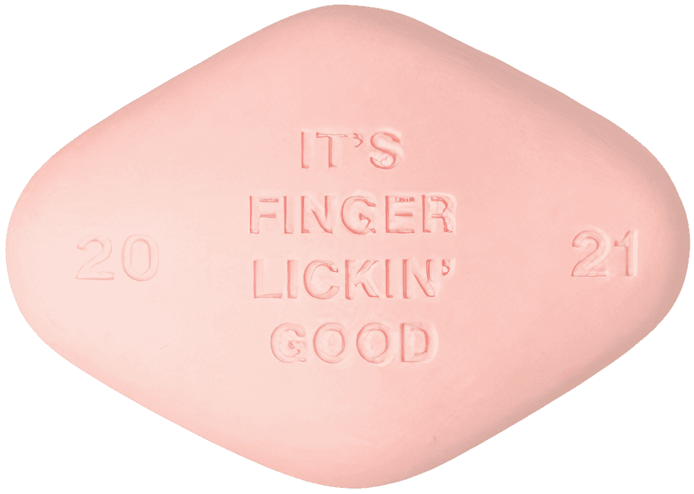 Miss Bugs, ‘It's Finger Licking Good Light Pink (Slogan Tablets)’, 2022, Sculpture, Pigmented Jesmonite, Jealous Gallery,