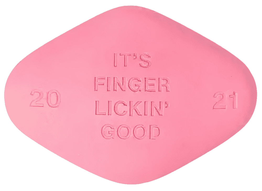 Miss Bugs, ‘It's Finger Licking Good Pink (Slogan Tablets)’, 2022, Sculpture, Pigmented Jesmonite, Jealous Gallery,