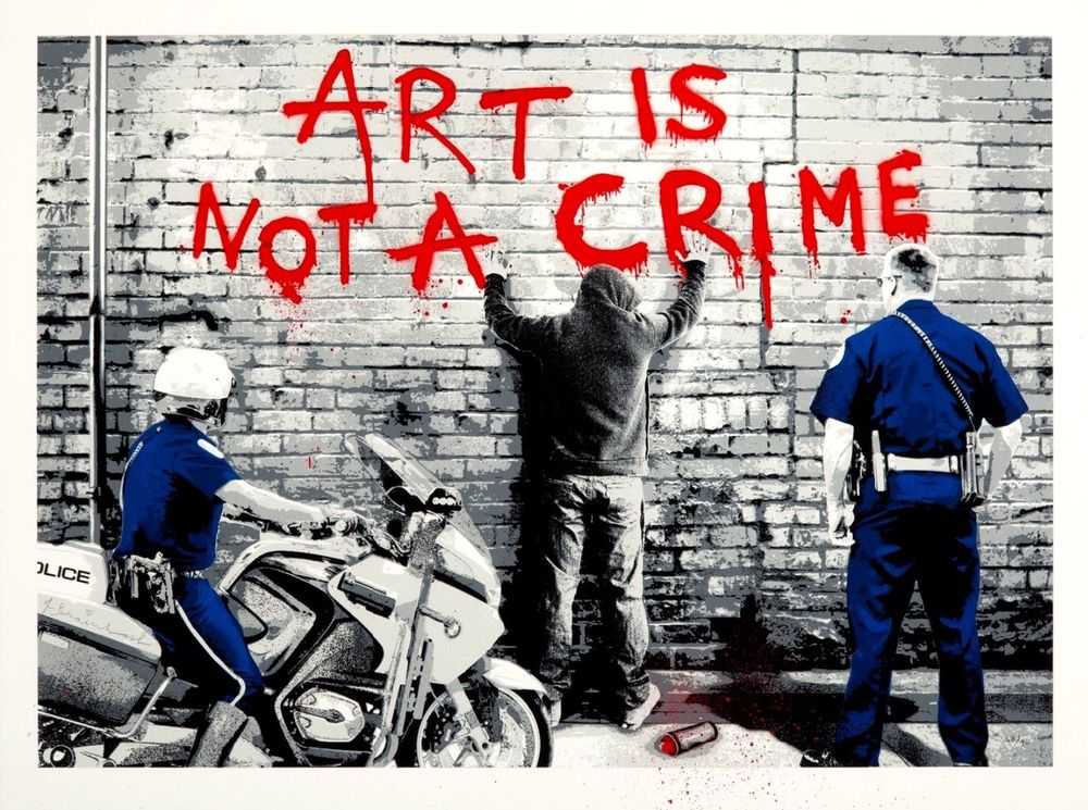 Mr. Brainwash, ‘Art Is Not A Crime’, 2013, Print, A six-colour screen print on hand torn archival art paper with stencil and hand finished with paint, Self-released, Numbered, Handfinished