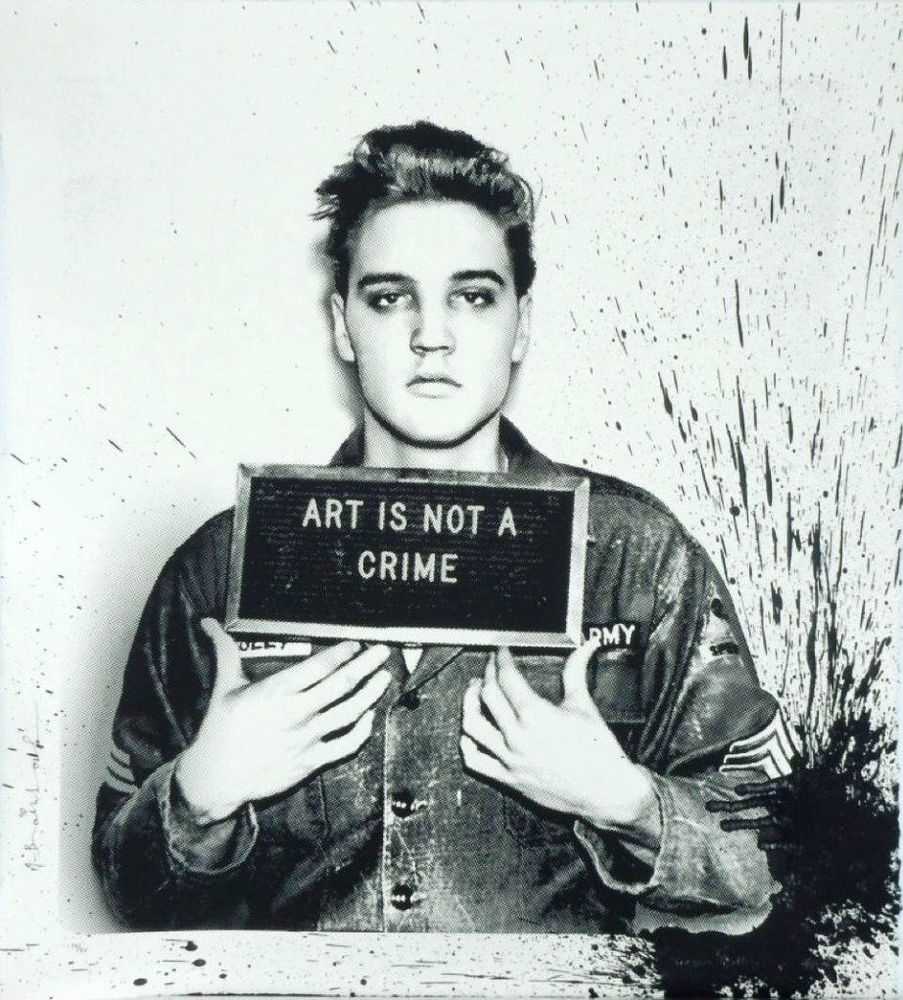Mr. Brainwash, ‘Happy Birthday Elvis! – Jailhouse Pop (Small - Black Splash)’, 09-01-2019, Print, One colour screen print hand finished with watercolour on archival paper, Self-released, Numbered