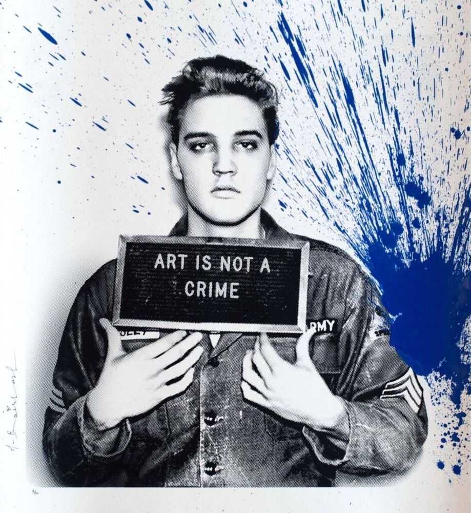 Mr. Brainwash, ‘Happy Birthday Elvis! – Jailhouse Pop (Small - Blue Splash)’, 09-01-2019, Print, One colour screen print hand finished with watercolour on archival paper, Self-released, Numbered