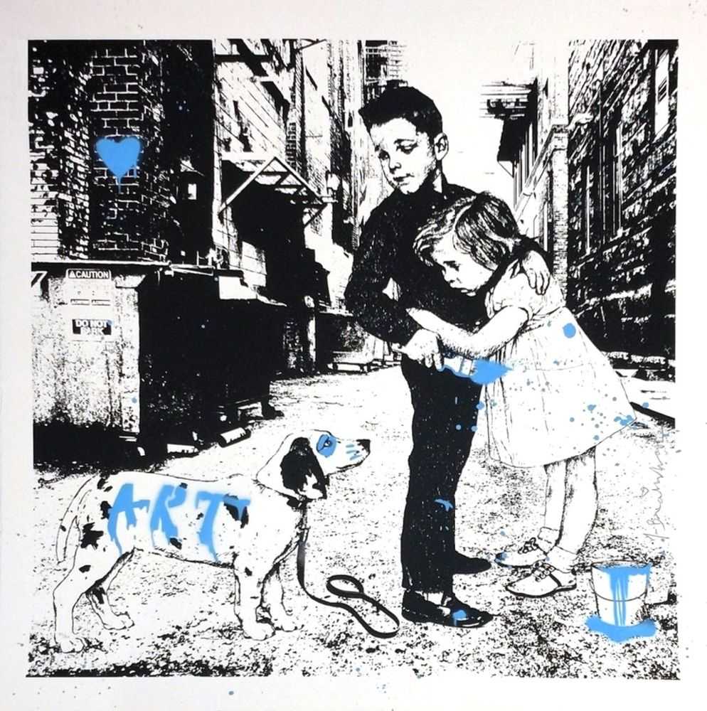 Mr. Brainwash, ‘Pup Art (Blue)’, 2012, Print, One-colour screenprint hand finished and stenciled with spray paint, Self-released, Numbered, Handfinished