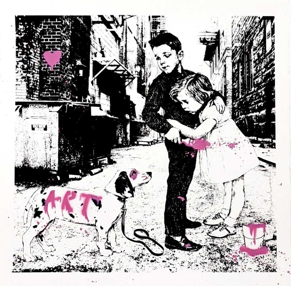 Mr. Brainwash, ‘Pup Art (Pink)’, 2012, Print, One-colour screenprint hand finished and stenciled with spray paint, Self-released, Numbered, Handfinished