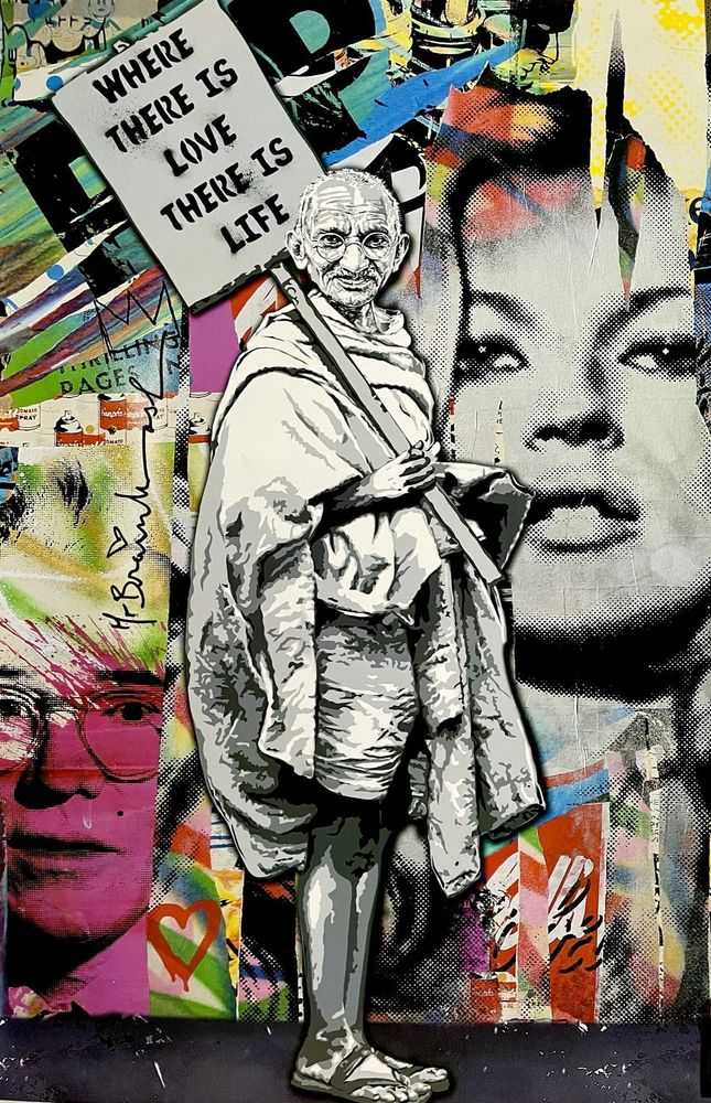 Mr. Brainwash, ‘Where There is Love There is Life (Ghandi)’, 2010, Print, Original offset lithograph print on smooth poster art paper, null,