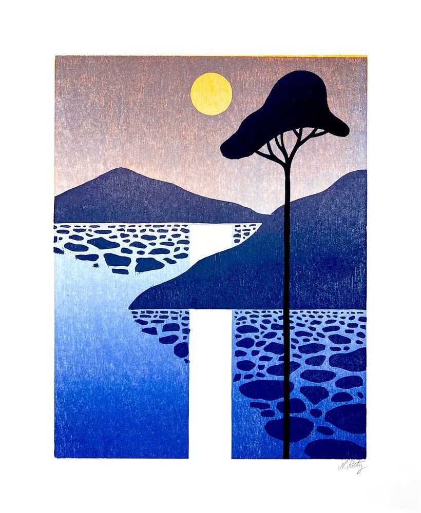 Nicolas Party, ‘Sunset’, 2021, Print, Woodcut printed on Arches 88 paper, Self released, Numbered