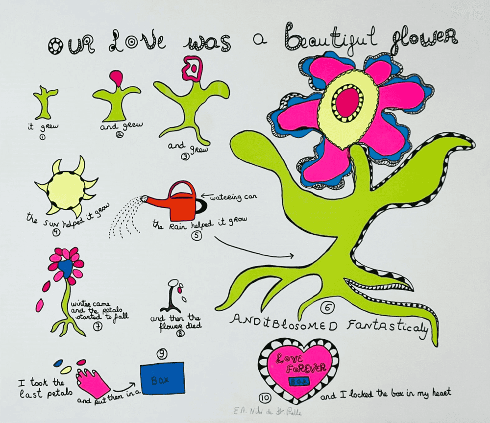 Niki de Saint Phalle, ‘Our Love was a Beautiful Flower’, 1969, Print, Silksreen on paper, Niki de Saint Phalle, Numbered