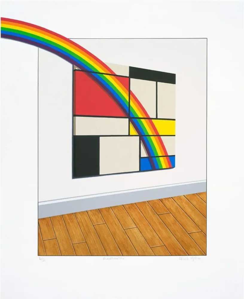 Patrick Hughes, ‘Mondrainbow’, 2018, Print, Archival Inkjet with Screenprinted Moon Overlay on Somerset Satin 330gsm Paper, Jealous Gallery, Numbered