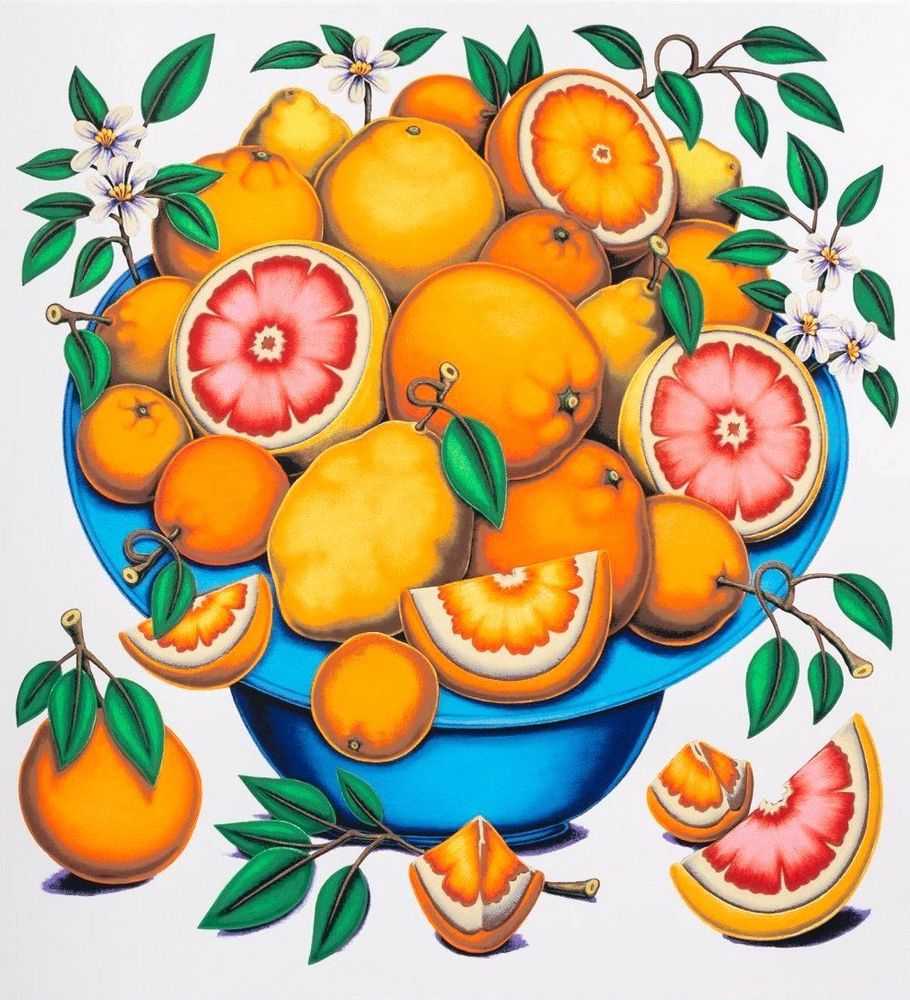 Pedro Pedro, ‘Bowls with Citrus, Flowers and Sliced Tomatoes 1’, 02-06-2022, Print, Hand-Pulled screenprint on Mohawk Superfine UltraWhite, 160 lb cover, Louis Buhl & Co., Numbered