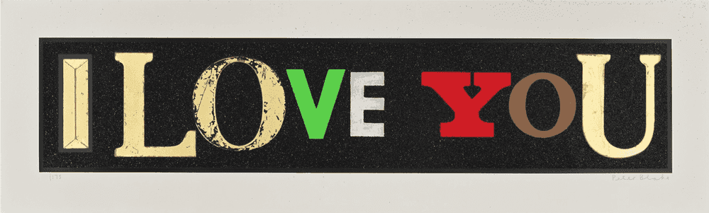 Peter Blake, ‘I Love You - Black Diamond Dust’, 2010, Print, Screenprint with diamond dust on wove paper, null, Numbered
