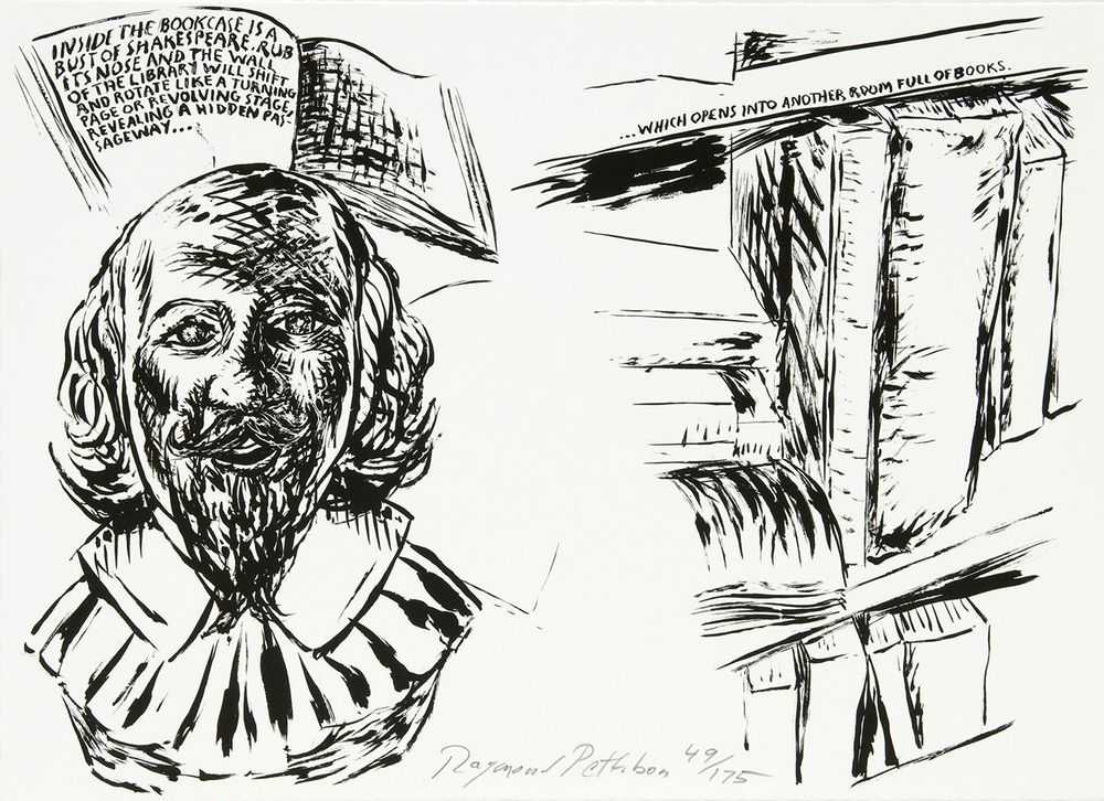 Raymond Pettibon, ‘Untitled (Inside the bookcase...)’, 2007, Print, Lithograph, Brooke Alexander, Numbered