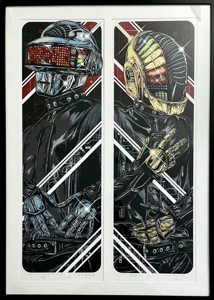 Rhys Cooper, ‘Daft Punk 'Guy & Thomas 2-Print Set' (Framed)’, 2015, Print, 2 screen prints of Daft Punk founders Guy-Manuel de Homem-Christo and Thomas Bangalter; framed as a matching set, null, Numbered, Framed