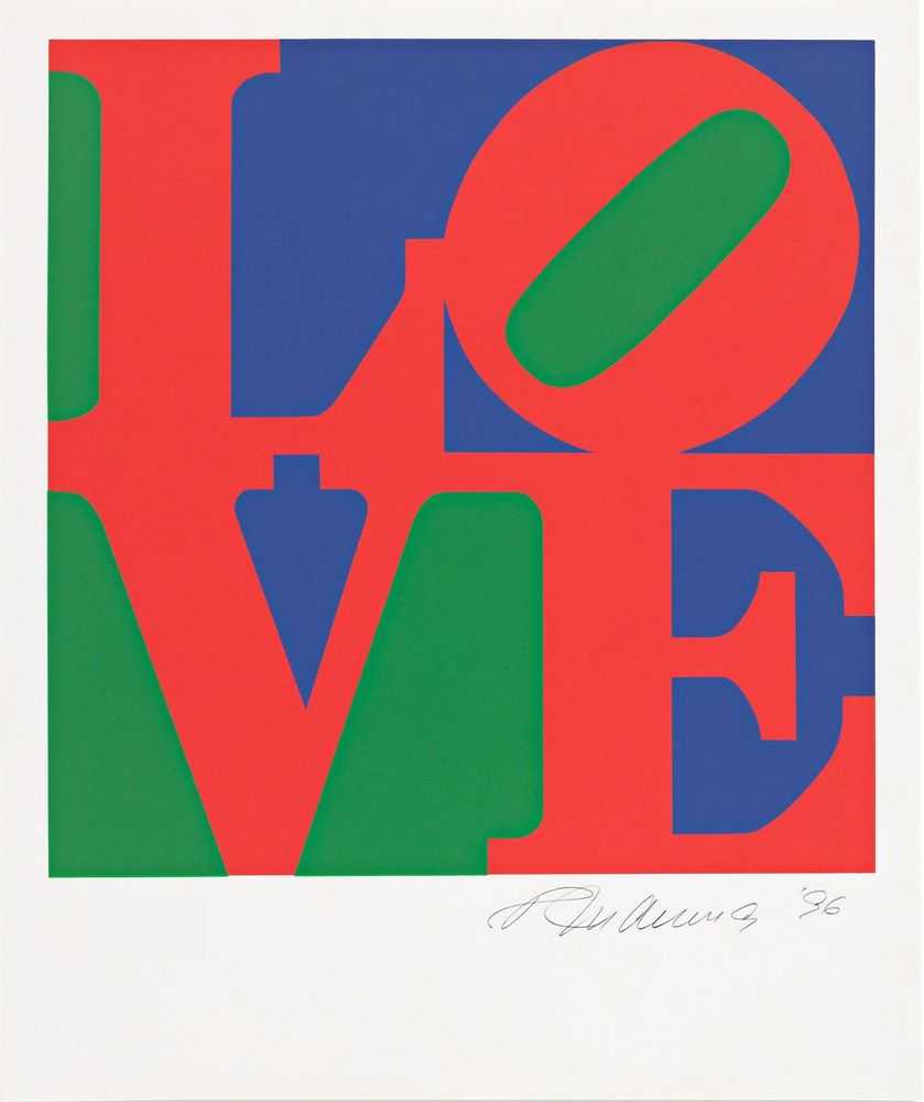 Robert Indiana, ‘The Book of Love (Green, Red, and Dark Blue)’, 1996, Print, Colour serigraph on ANW Crestwood Museum Edition paper, American Image Editions, Numbered