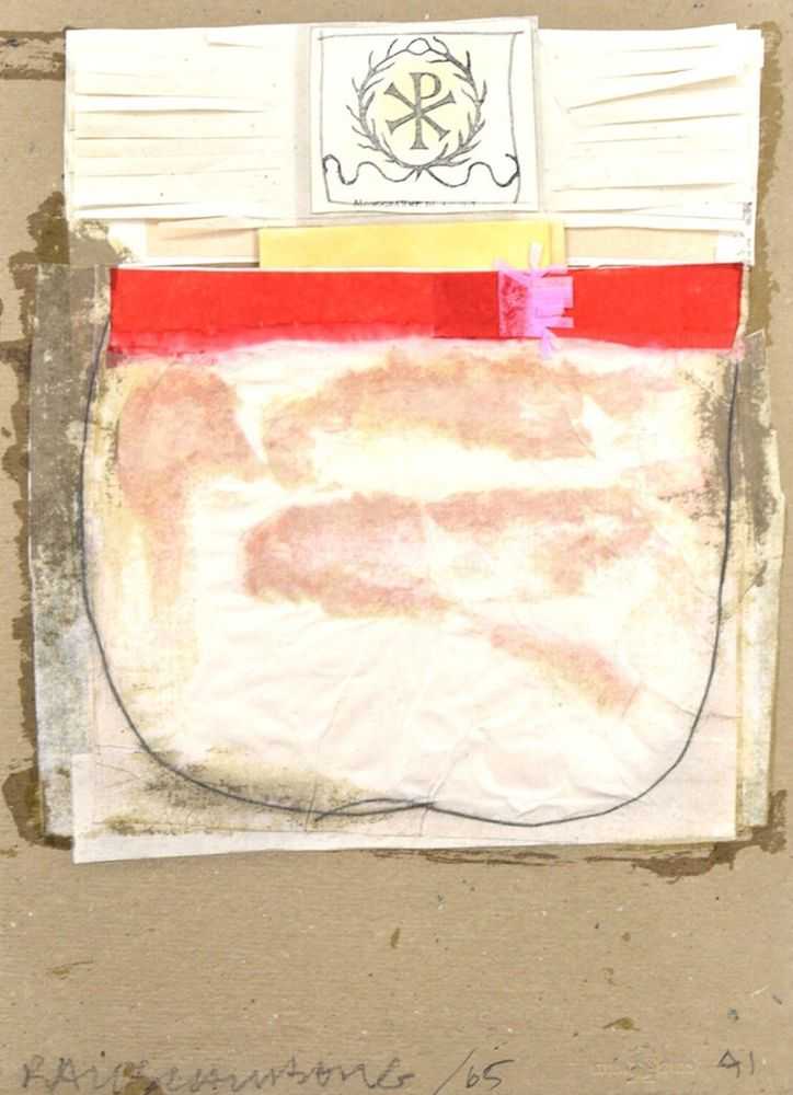 Robert Rauschenberg, ‘Untitled (Christian Symbol) from the North African Collage series’, 1952, Print, Engraving, paper, cut paper, tissue paper and graphite on paper mounted on paperboard, null, Numbered