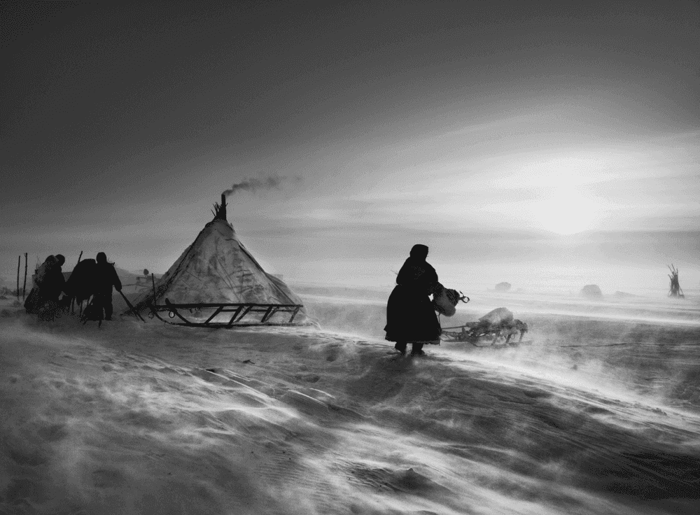 Sebastião Salgado, ‘The Nenets and their Reindeer, Ob River, Arctic Circle’, 2004, Print, Platinium-palladium print on Arches Aquarelle paper., null,