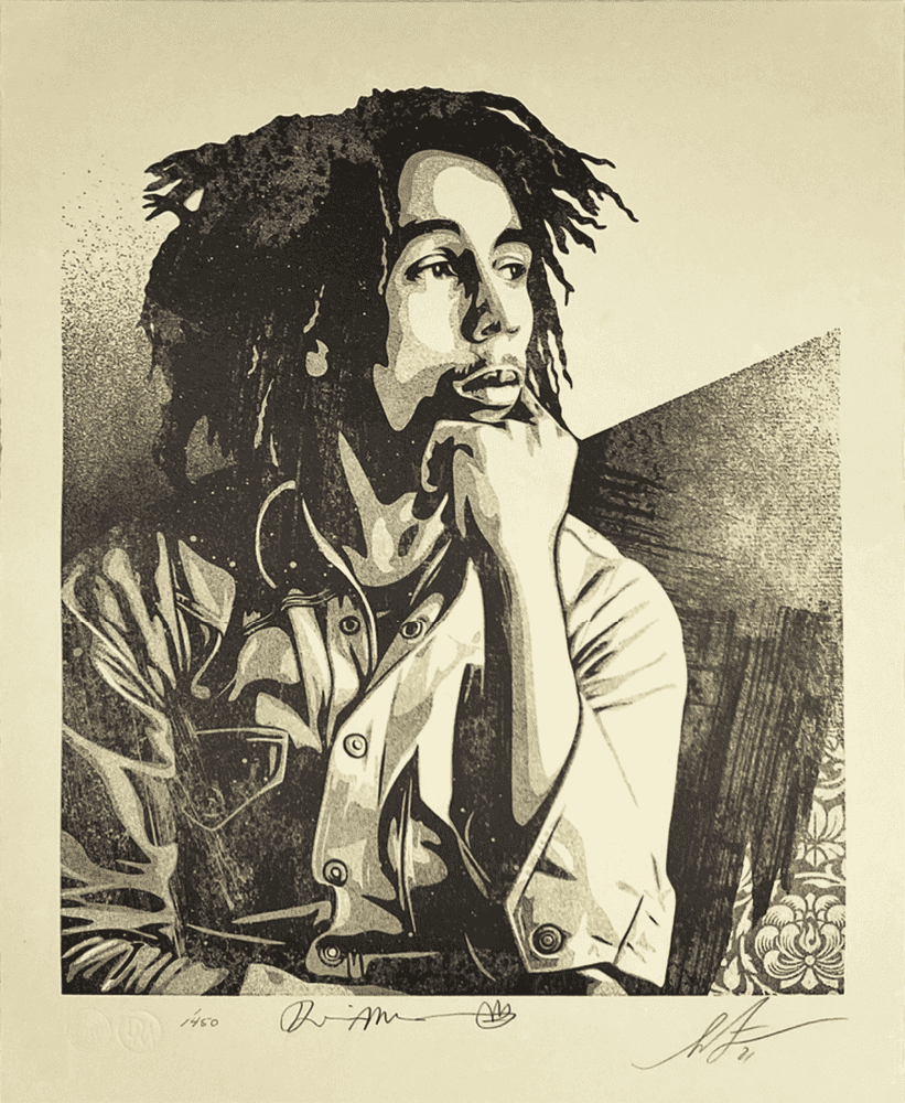 Shepard Fairey (Obey), ‘Bob Marley 40th Letterpress - Soul Rebel’, 2021, Print, Letterpress on cream cotton paper with hand deckled edge, Self-released, Numbered, Dated
