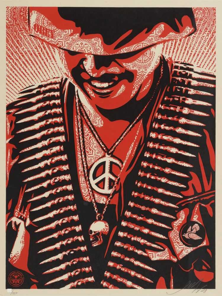 Shepard Fairey (Obey), ‘Duality Of Humanity 1’, 2008, Print, Screenprint in colours on speckled paper, Self-released, Numbered, Dated