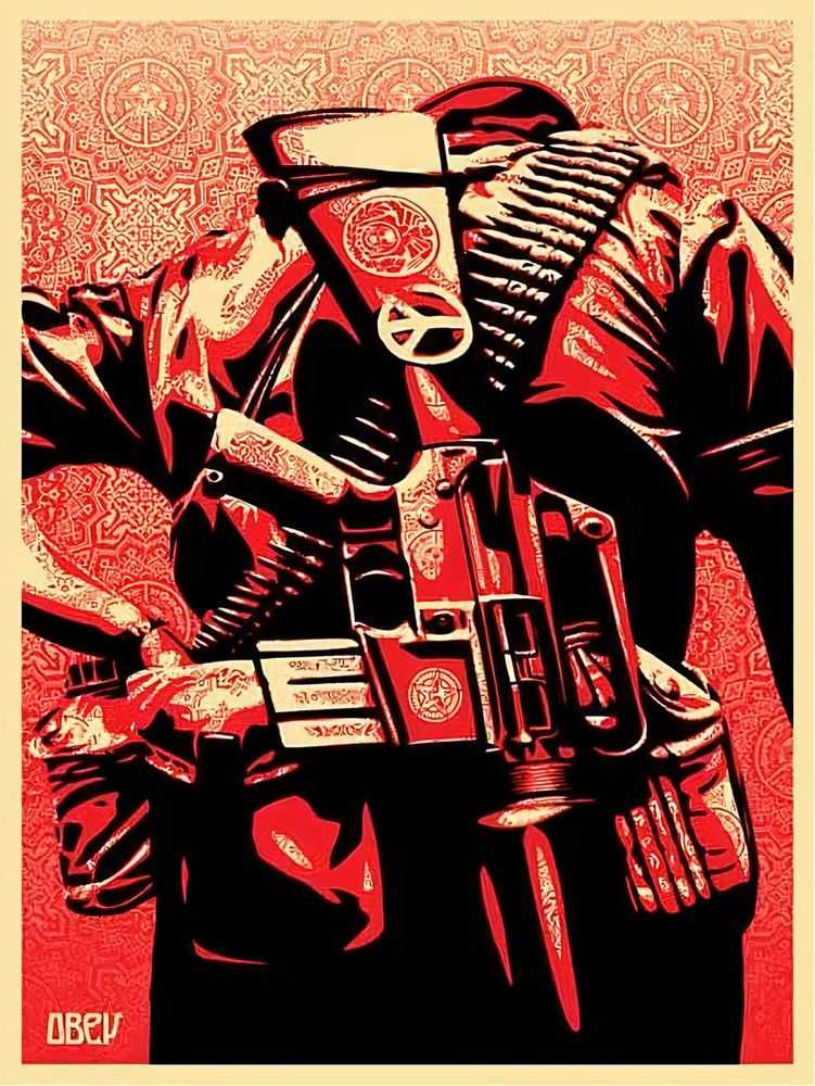 Shepard Fairey (Obey), ‘Duality Of Humanity 3’, 2008, Print, Screenprint in colours on speckled paper, Self-released, Numbered, Dated