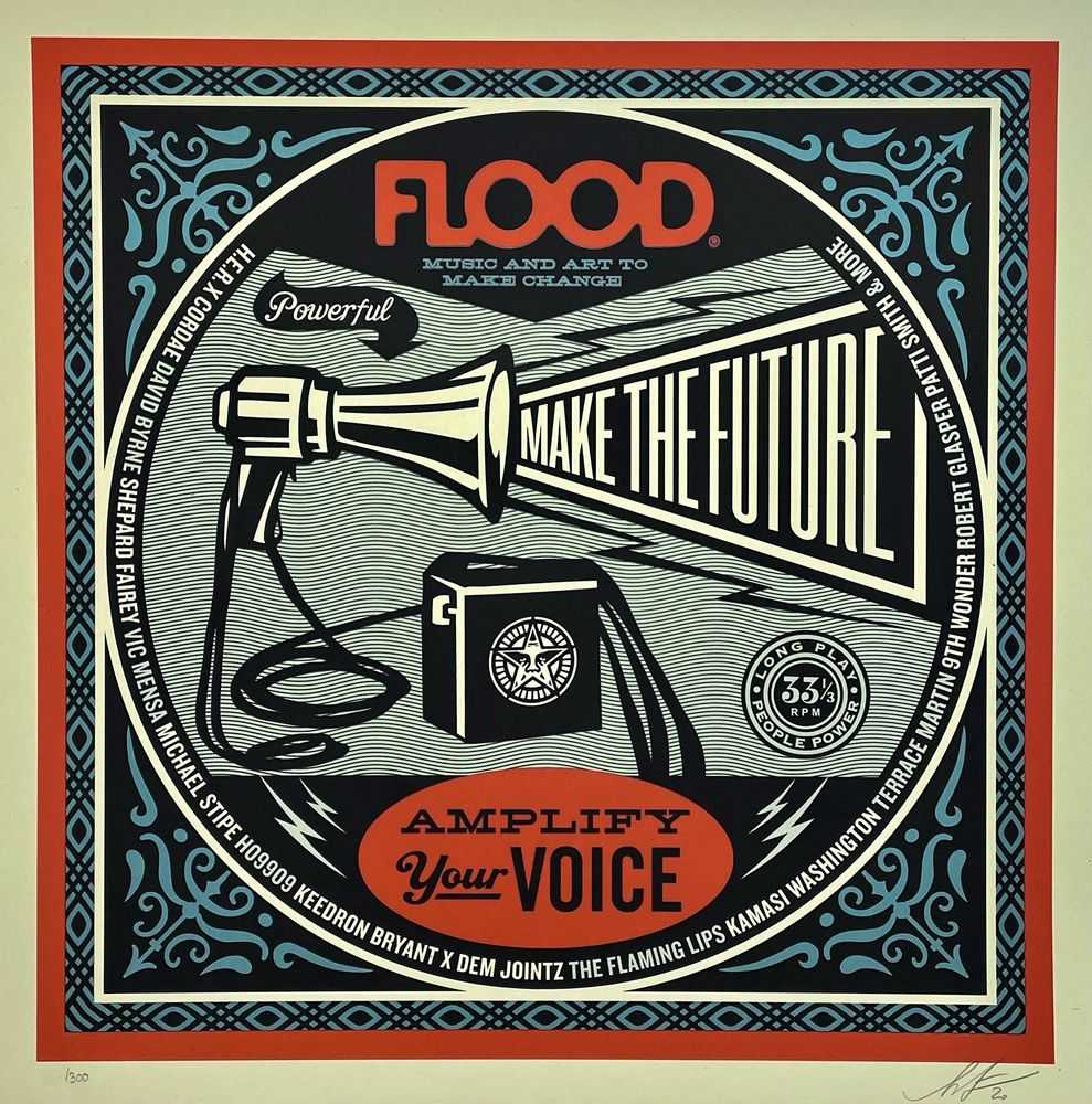 Shepard Fairey (Obey), ‘Flood - Save our Stages’, 2020, Print, Screen print on cream Speckletone fine-art paper, null, Numbered, Dated